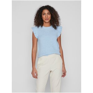 Light blue women's ribbed T-shirt VILA Ril - Women