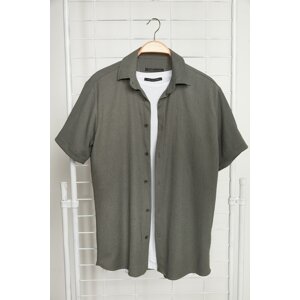 Trendyol Khaki Regular Fit Short Sleeve Summer Textured Knitted Shirt