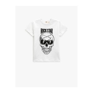 Koton Skull Print T-Shirt Short Sleeved Crew Neck Cotton