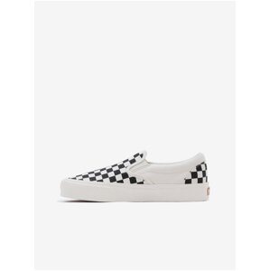 Black and cream plaid slip-on sneakers VANS