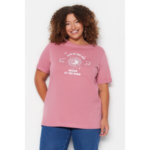 Trendyol Curve Pink Crew Neck Knitted T-Shirt