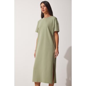Happiness İstanbul Women's Khaki Cotton Combed Combed Daily Summer Dress