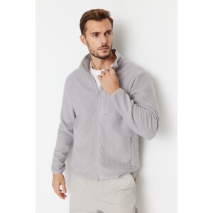 Trendyol Gray Regular/Normal Fit Zipper Detail Warm Thick Fleece Sweatshirt