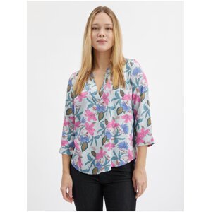 Orsay Light Blue Ladies Floral Blouse - Ladies