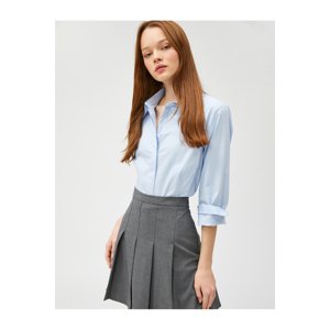 Koton Basic Poplin Shirt with Hidden Buttons and Long Sleeves