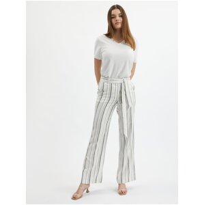 Orsay White Ladies Striped Linen Trousers - Women