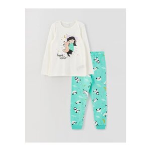 LC Waikiki Lcw Kids Crew Neck Printed Long Sleeved Girls' Pajamas Set