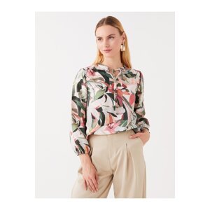 LC Waikiki Women's Tie Collar Floral Long Sleeve Blouse