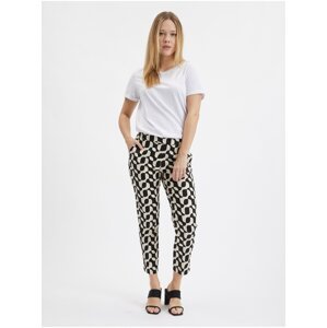 Orsay Cream-Black Women Patterned Trousers - Women