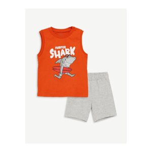 LC Waikiki Crew Neck Printed Baby Boy Singlet and Shorts 2-Set