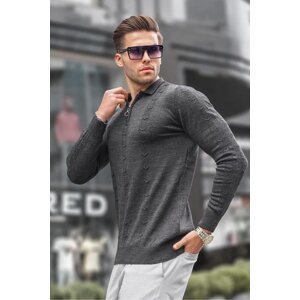 Madmext Anthracite Zip Detailed Knitwear Sweater 5606