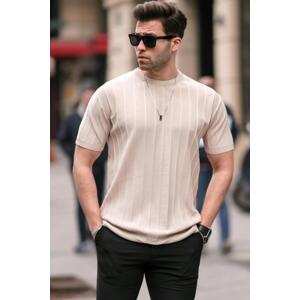 Madmext Men's Beige T-Shirt 5684