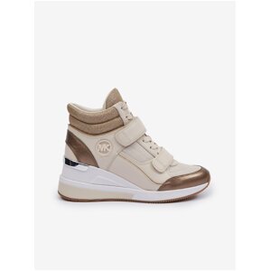 Beige Women's Leather Wedge Ankle Sneakers Michael Kors Gent - Ladies