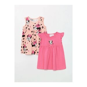 LC Waikiki LCW Baby Crew Neck Minnie Mouse Printed Dress for Baby Girl, 2-pack.