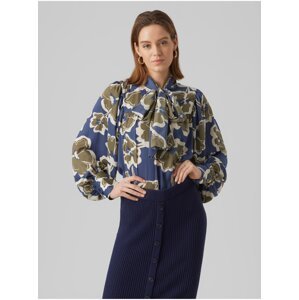 Green-blue ladies floral blouse AWARE by VERO MODA Grayce - Ladies