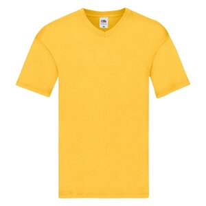 Original V-neck Fruit of the Loom Men's Yellow T-shirt