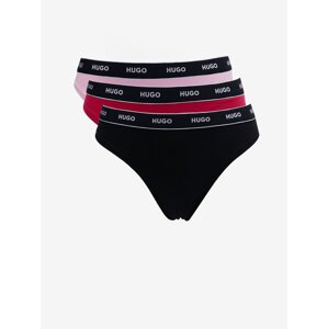 Set of three women's thongs in black, red and pink HUGO