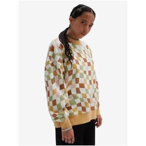 White and yellow ladies checkered sweatshirt VANS Club Slouchy - Ladies