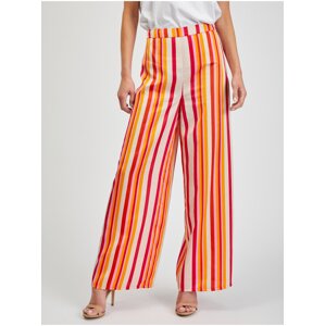 Orsay Red-Yellow Women's Striped Wide Leg Trousers - Women's