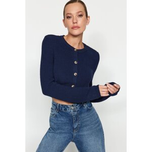 Trendyol Navy Blue Super Crop kötöttáru Cardigan