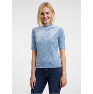 Orsay Light Blue Women's Patterned Velvet Top - Women's