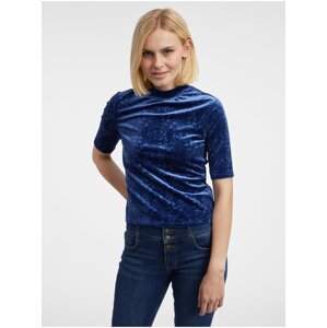 Orsay Women's Navy Blue Patterned Velvet Top - Women's