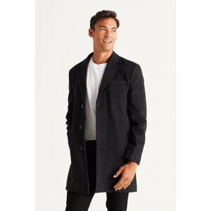 ALTINYILDIZ CLASSICS Men's Anthracite Standard Fit Normal Cut Mono Collar Woolen Overcoat