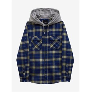 Yellow-Blue Men's Plaid Flannel Hooded Shirt VANS Parkway - Men