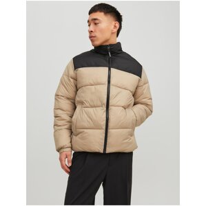 Black & Beige Men's Winter Quilted Jacket Jack & Jones Etoby - Men's