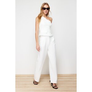 Trendyol Ecru Wide Leg High Waist Woven Trousers