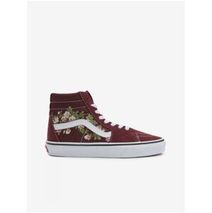 Burgundy women's ankle suede sneakers VANS SK8-Hi - Women