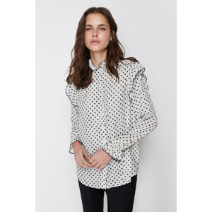 Trendyol Stone Woven Polka Dot Chiffon Shirt