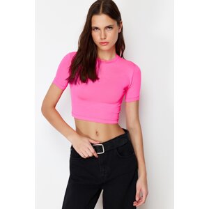 Trendyol Pink Short Sleeve Crew Neck Flexible Knitted Blouse