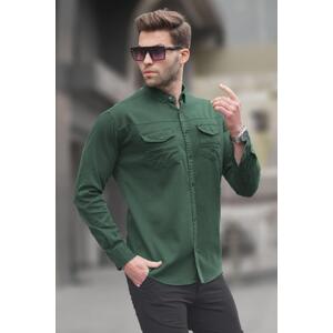 Madmext Dark Green Comfort Fit Men's Gabardine Shirt 6810