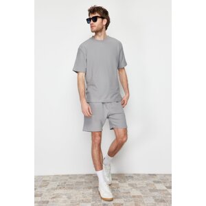 Trendyol Limited Edition Gray Regular 100% Cotton Textured Shorts