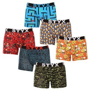 6PACK Mens Boxers Styx long art sports rubber multicolor