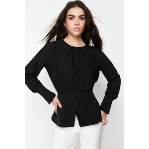 Trendyol Black Double Breasted Slit Detailed Woven Tunic