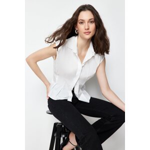 Trendyol Ecru Fitted Waist Sleeveless Woven Shirt