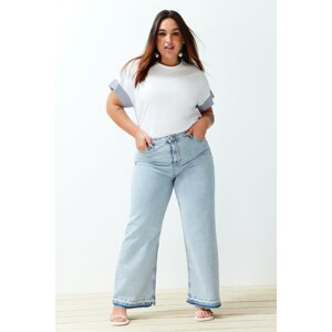 Trendyol Curve Light Blue Leg Color Block Wide Cut Jeans