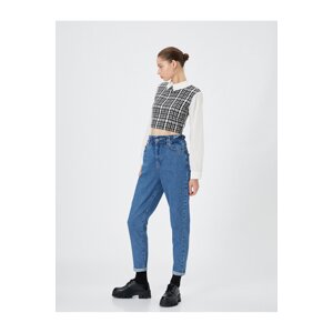 Koton Mom Jeans High Waist Folded Cuff Cotton Pocket - Mom Jeans