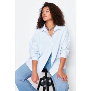 Trendyol Curve Blue Oversize Woven Shirt