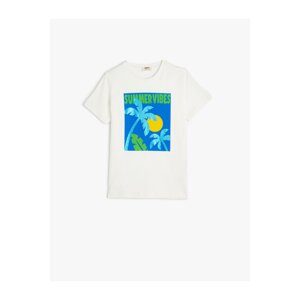 Koton T-Shirt Palm Print Short Sleeve Crew Neck Cotton