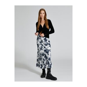 Koton Midi Skirt, Normal Waist, Tie-tie Patterned Viscose.