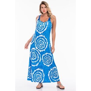 Şans Women's Plus Size Blue Strap And Back Robe Lace Detailed Dress