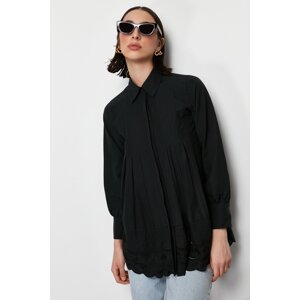 Trendyol Black Brode Detail Cotton Woven Shirt