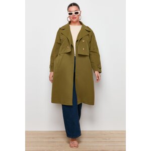 Trendyol Curve Khaki Long and Short Unlined Trench Coat That Can Be Combined 3 Different Ways