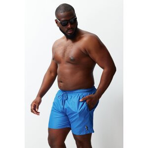 Trendyol Blue Embroidered Plus Size Swim Shorts