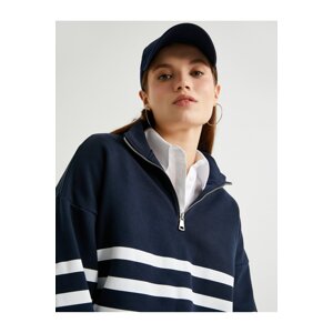 Koton High Neck Sweatshirt Oversize Half Zipper