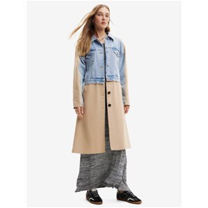 Blue-beige women's trench coat Desigual Shorlock - Women
