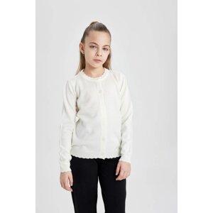 DEFACTO Girl Crew Neck White Cardigan